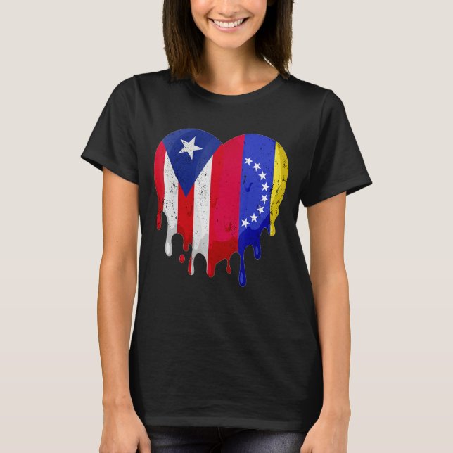 Camiseta Puerto Rico Venezuela Flag Heart Grown Patriot Cou (Anverso)