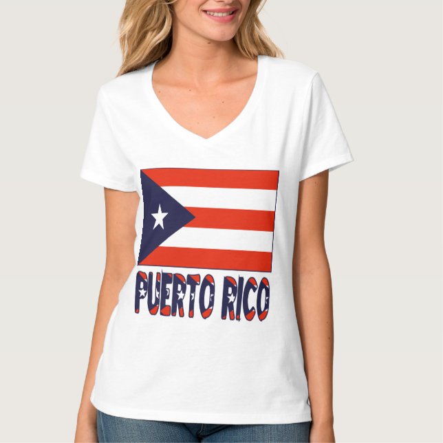 Camiseta Puerto Rico y la bandera puertorriqueña (Anverso)