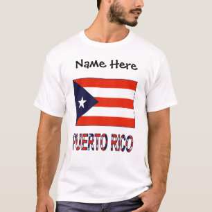 Camiseta Puerto Rico y la bandera puertorriqueña con tu nom
