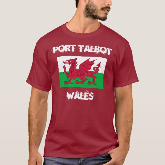Camiseta Puerto Talbot, País de Gales con la bandera Galés (Anverso)