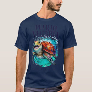 Camiseta Puerto Vallarta México Acuarela Feliz Turba de Mar