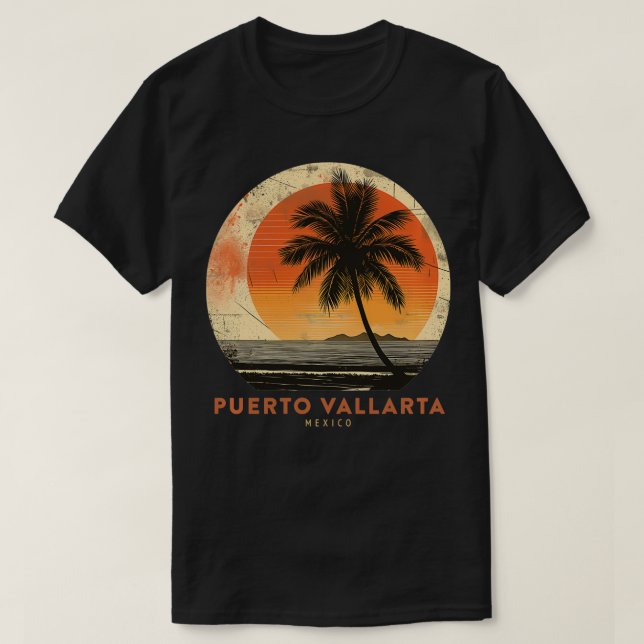 Camiseta Puerto Vallarta México Palm Trees Beach Souvenir V (Diseño del anverso)