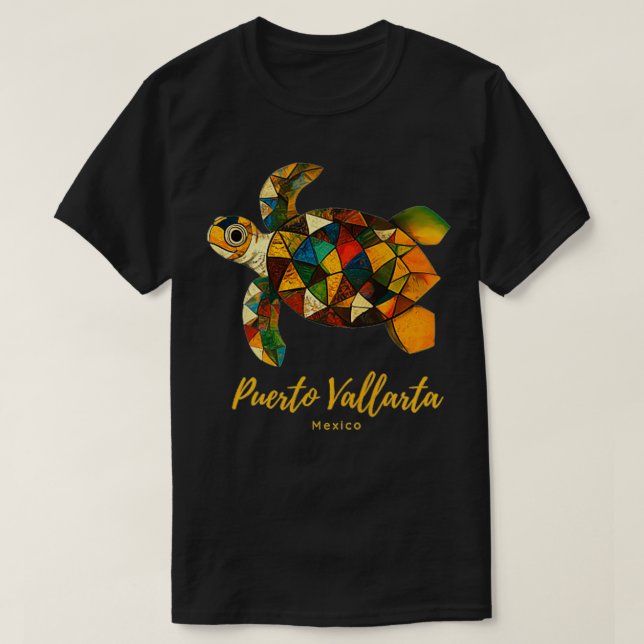 Camiseta Puerto Vallarta México: recuerdo de tortuga marina (Diseño del anverso)