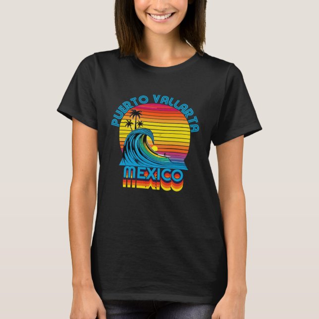 Camiseta Puerto Vallarta Mexico Retro Throwback Surf & Beac (Anverso)