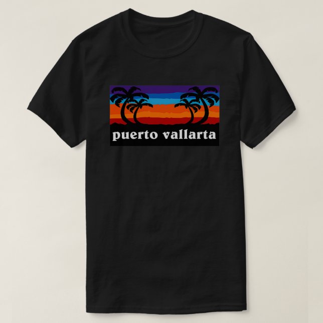 Camiseta Puerto Vallarta México Sunset Palm Tree Outdoor Su (Diseño del anverso)