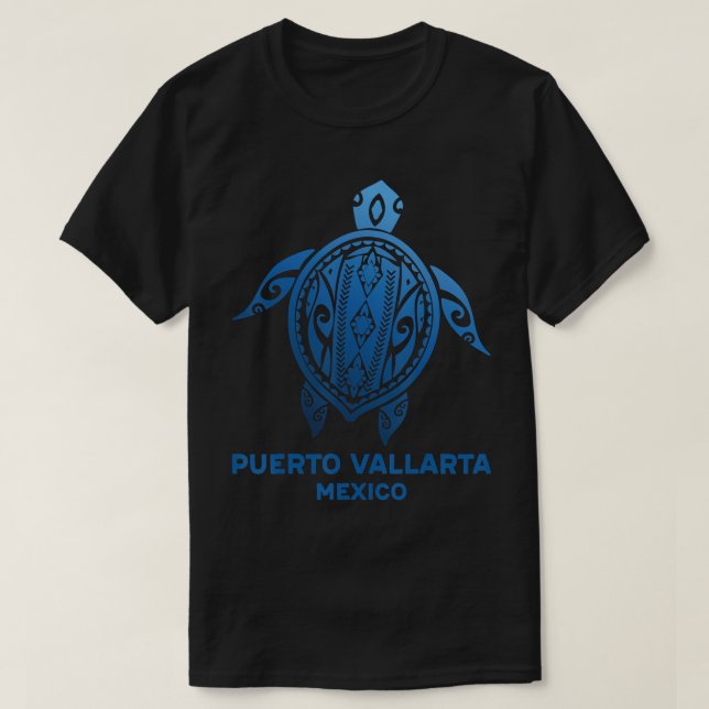 Camiseta Puerto Vallarta México Tattoo Blue Sea Turtle Souv (Diseño del anverso)