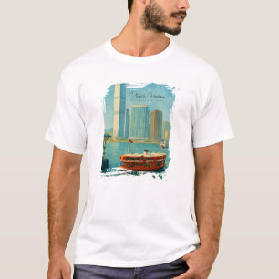 Camiseta Puerto Victoria Hong Kong Silueta Retro Cielo Acua