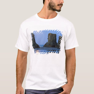 Camiseta Puesta de luna, playa Bandon, Oregon.