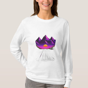 Camiseta puesta de sol al estilo de una onda sintética