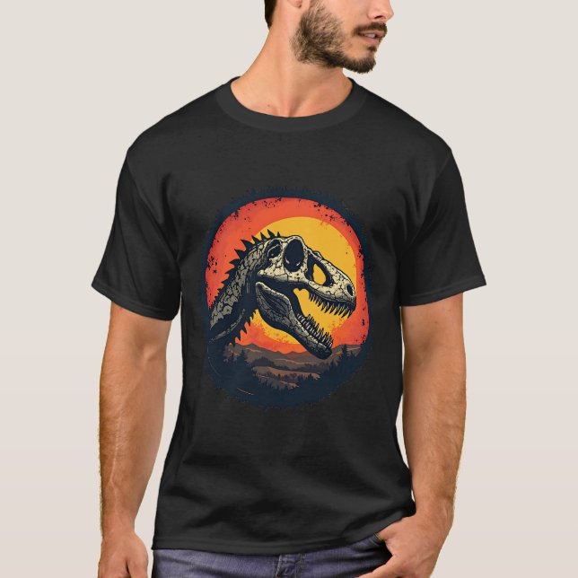 Camiseta Puesta de sol Cráneo de Dinosaurio (Anverso)