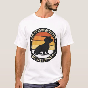 Camiseta puesta de sol Dachshund Diseño vintage am