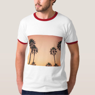 Camiseta puesta de sol de palmeras vintage