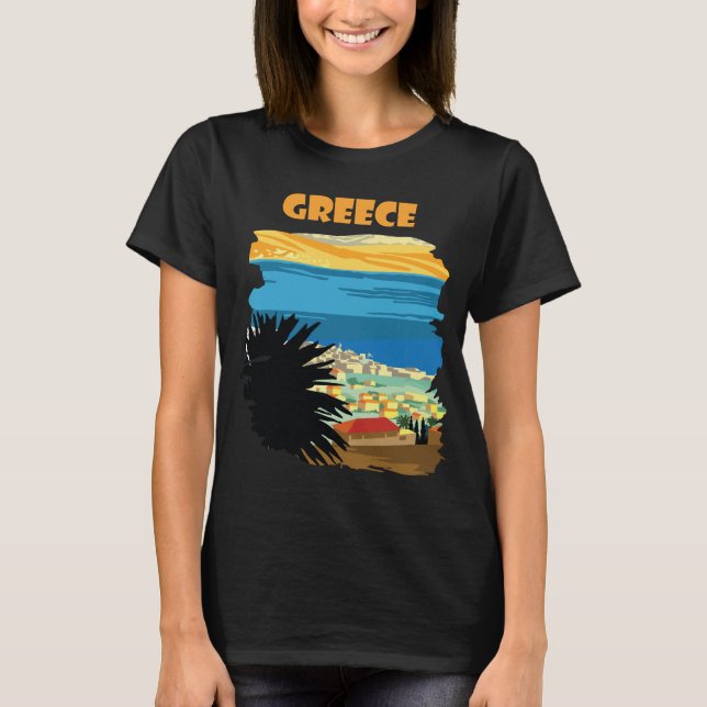 Camiseta Puesta de sol en la isla de Grecia Viaje escénico (Anverso)