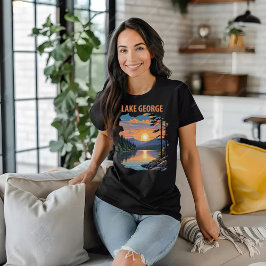 Camiseta Puesta de sol en la montaña del lago George Viaje