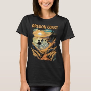 Camiseta Puesta de sol en la playa de la costa de Oregón, v
