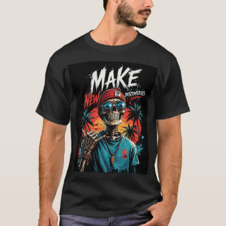 Camiseta Puesta de sol esquelética: Ilustración de ropa urb