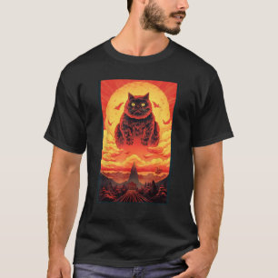 Camiseta Puesta de sol japonesa Catzilla - Gato divertido v