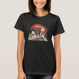 Camiseta Puesta de sol japonesa Catzilla Vintage Gato Para