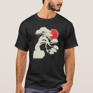 Camiseta Puesta de sol japonesa Japón Zen árbol bonsái