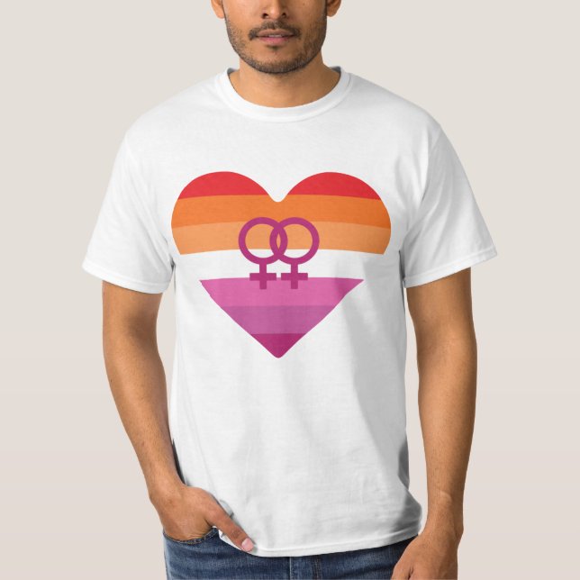 Camiseta Puesta de sol lésbica WLW Corazón (Anverso)