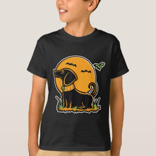 Camiseta Puesta de sol Luna Llena Perro Negro Lab Dachshund