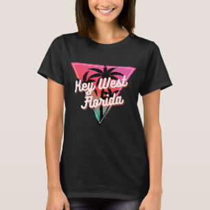 Camiseta Puesta de sol neón retro Palmeras Key West Florida