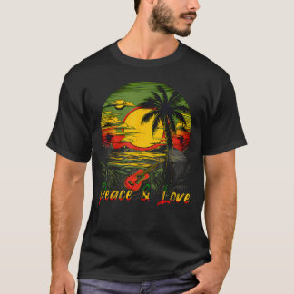Camiseta Puesta de sol reggae Rasta Música de reggae Guitar
