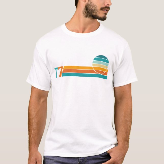 Camiseta Puesta de sol retro 77 (Anverso)