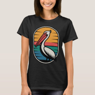 Camiseta Puesta de sol retro costera pelícano