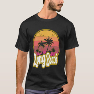 Camiseta Puesta de sol retro en la playa de Long Beach Cali