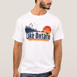 Camiseta Puesta de sol retro Grandes Lagos Lago Ontario