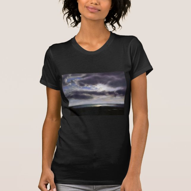 Camiseta Puesta de sol sobre la pintura acuática del lago (Anverso)