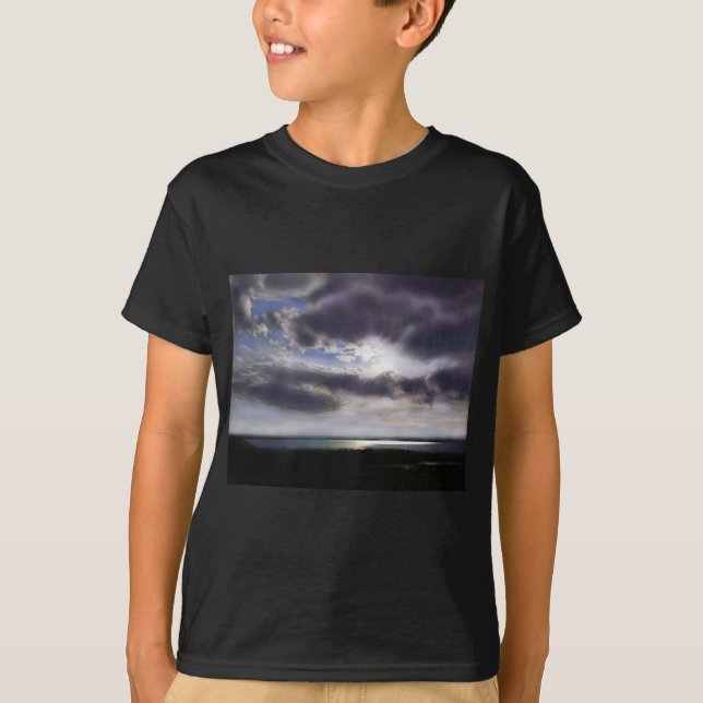 Camiseta Puesta de sol sobre la pintura acuática del lago (Anverso)