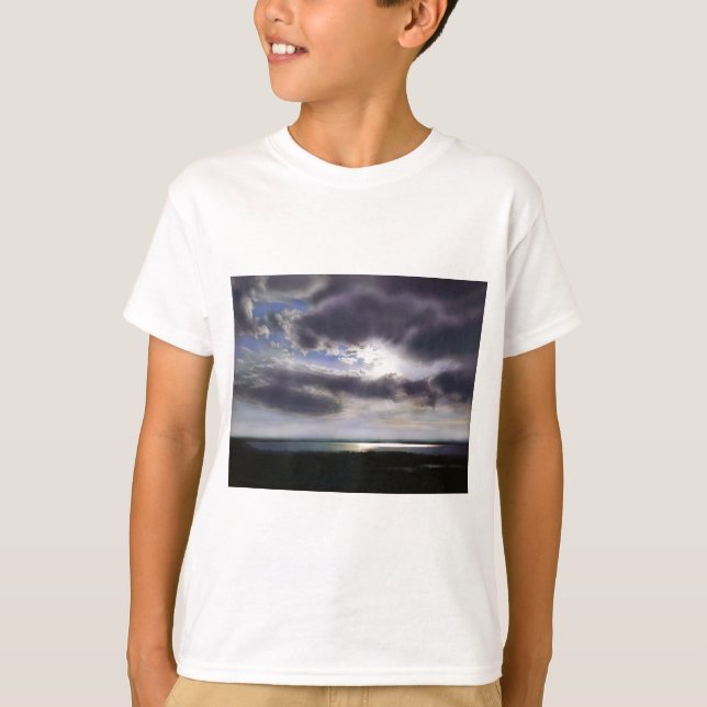 Camiseta Puesta de sol sobre la pintura acuática del lago (Anverso)