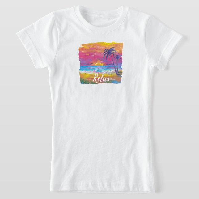Camiseta puesta de sol tropical relajada (Distribución)