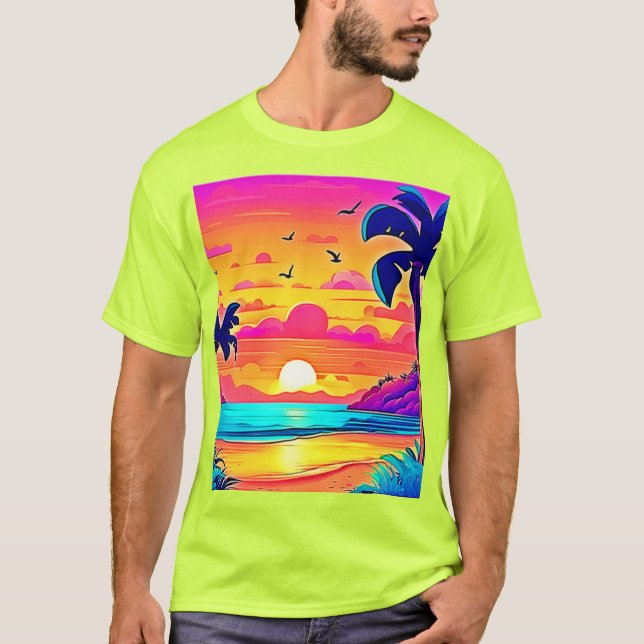 Camiseta Puesta de sol tropical vibrante (Anverso)