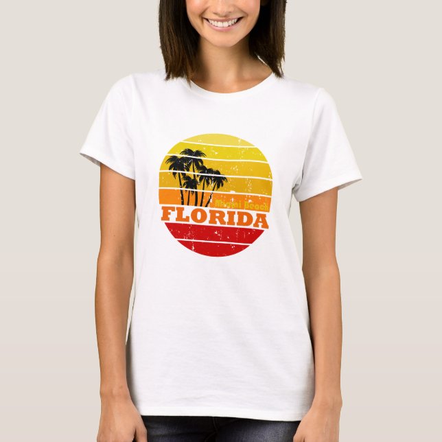 Camiseta Puesta de sol vintage de Miami Beach Florida (Anverso)