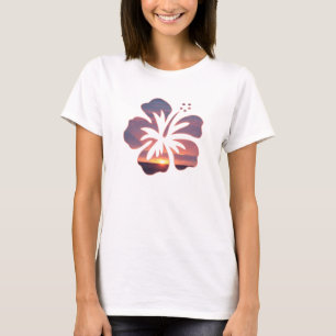 Camiseta Puesta del sol de Kauai en una flor del hibisco