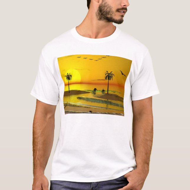Camiseta Puesta del sol de la orilla del paraíso (Anverso)