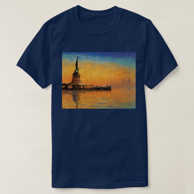 Camiseta Puesta del sol en la isla de la libertad (Diseño del anverso)
