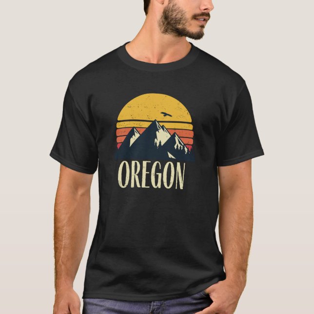 Camiseta Puesta del sol retra de la montaña del estado del (Anverso)