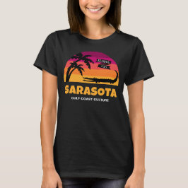 Camiseta Puesta del sol retra de Sarasota la Florida con el