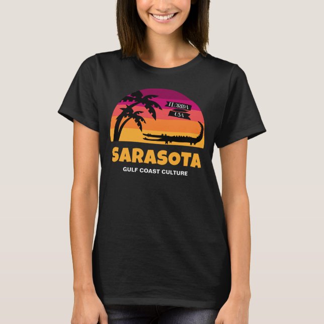 Camiseta Puesta del sol retra de Sarasota la Florida con el (Anverso)