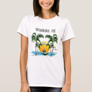 Camiseta Puesta del sol Waikiki Hawaii de la playa