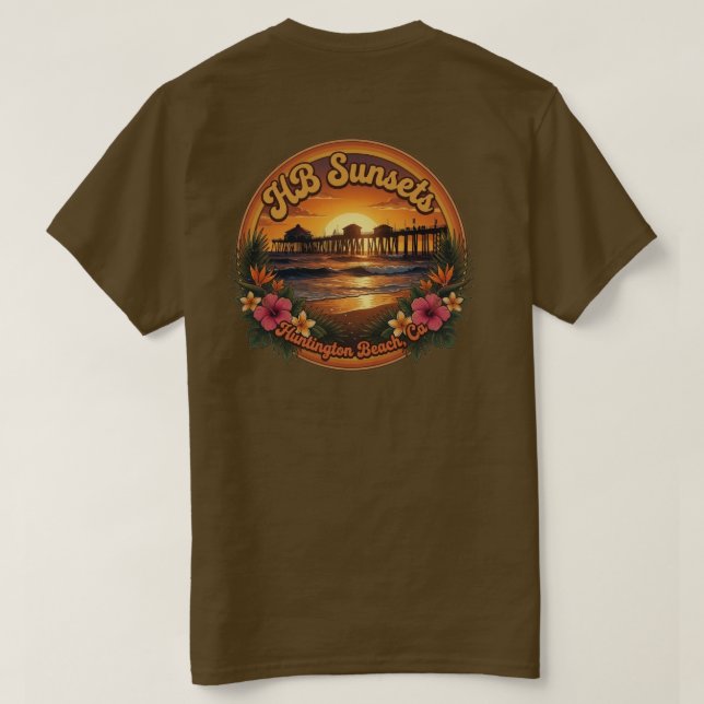 Camiseta Puestas de sol HB Retro 70's  (Reverso del diseño)