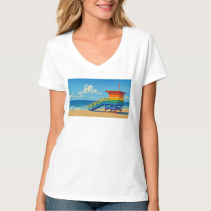 Camiseta Puesto de vigilancia del arco iris de la playa de