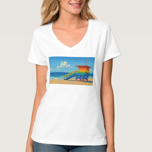 Camiseta Puesto de vigilancia del arco iris de la playa de  (Anverso)