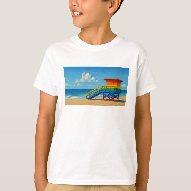Camiseta Puesto de vigilancia del arco iris de la playa de  (Anverso)