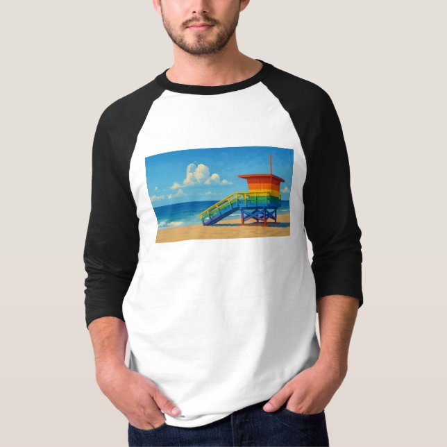 Camiseta Puesto de vigilancia del arco iris de la playa de  (Anverso)