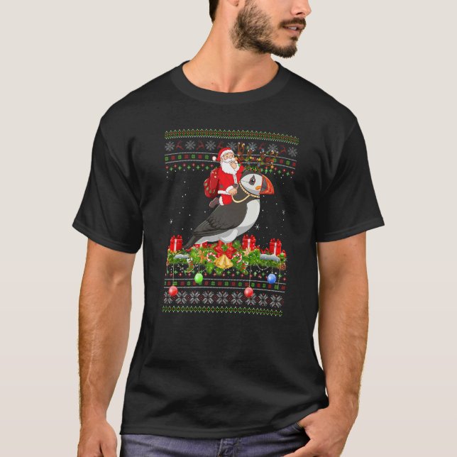 Camiseta Puffin Bird  Ugly Santa Riding Puffin Christmas (Anverso)